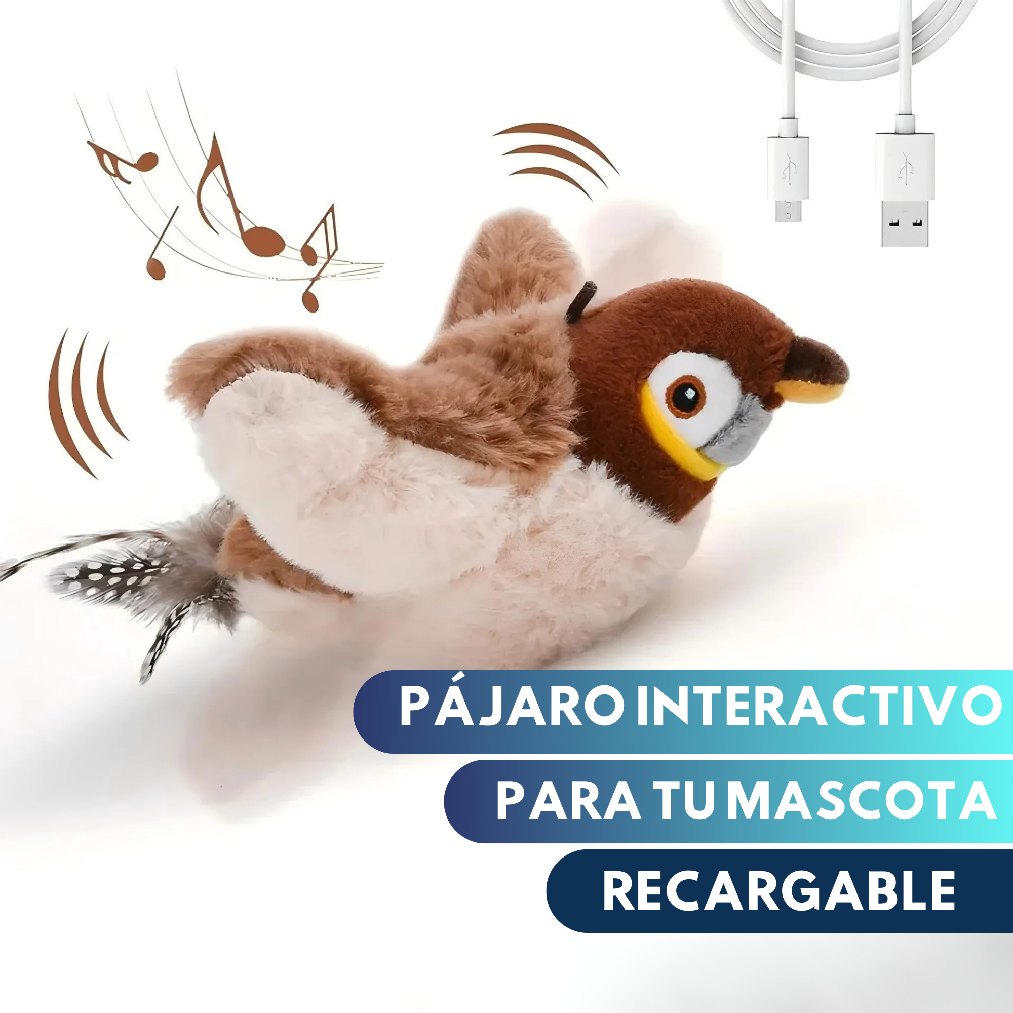 Pájaro interactivo para mascotas con sonido